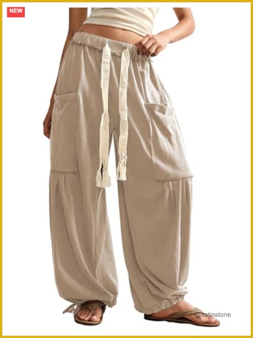 Wide Leg Baggy Harem Pants with Pockets
